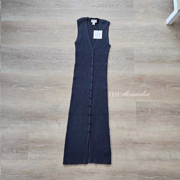 NWT Calvin Klein Women’s Cotton Rib V-Neck Button Dress Medium $99 New With Tags - Picture 14 of 17